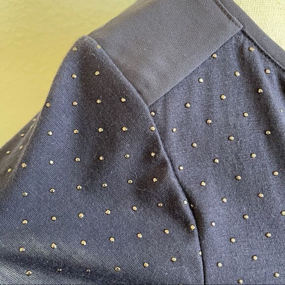 Loft Mixed Media Navy Raised Polka Dot Short Sleeve Tee-Shirt - Medium - Picture 3 of 10